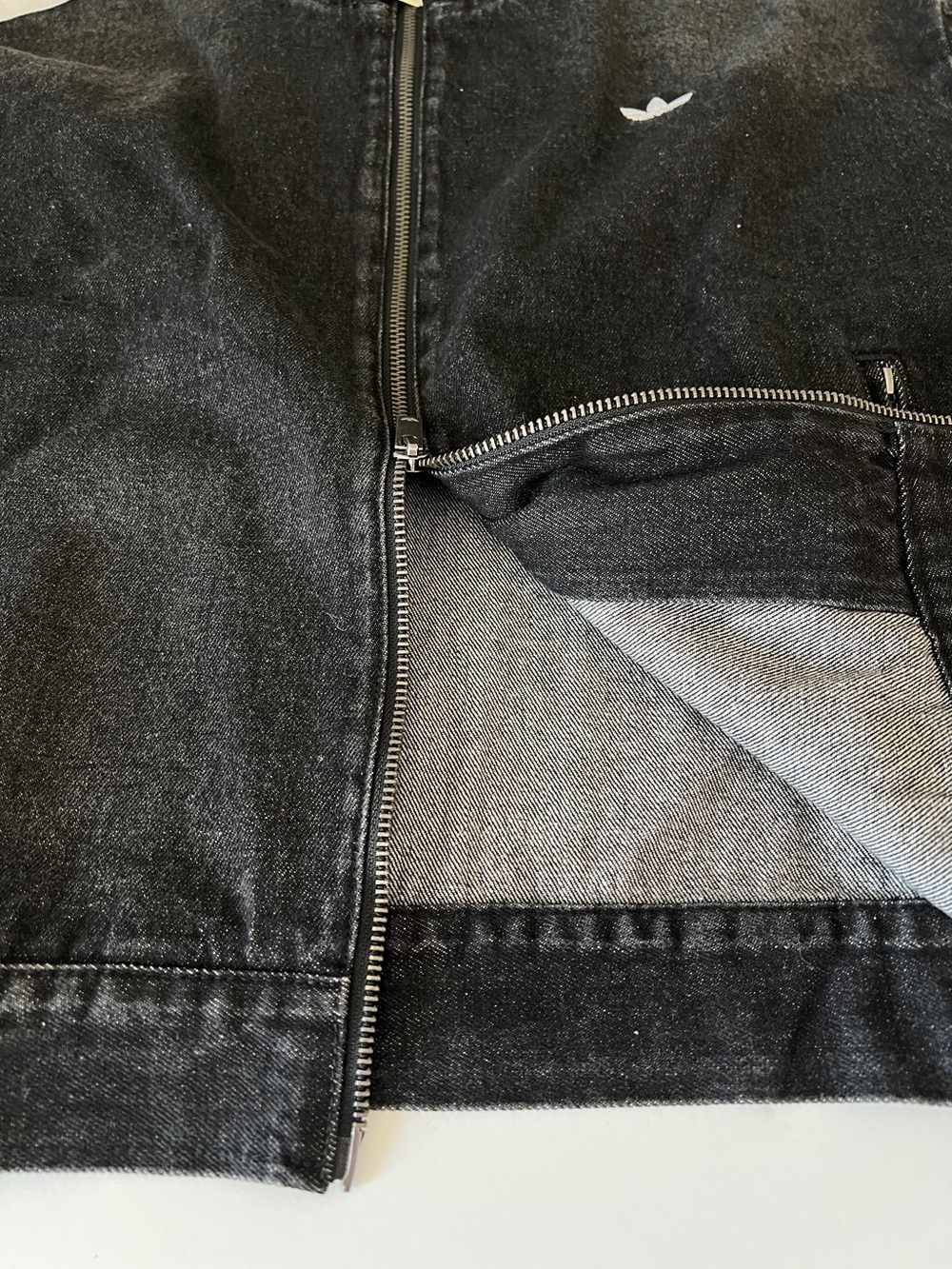 Adidas Black Denim FB Lace-Up Track Jacket, 100% Cotton, Style KS1394 Size M NWT - Picture 12 of 15